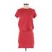 Silence and Noise Casual Dress - Mini Crew Neck Short sleeves: Red Print Dresses - Women's Size Small