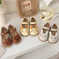 Chaussures en cuir lapin pour enfants chaussures stables françaises peu profondes pour filles cuir