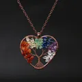 Collier pendentif Vintage en pierre naturelle cristal arbre de vie bijoux pour femmes chaîne de