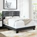 Full Size Panel Bed Frame with Adjustable High Headboard, Dark Grey