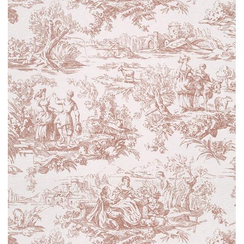 Little Greene 'Lovers' Toile - Blush' - Pink Wallpaper