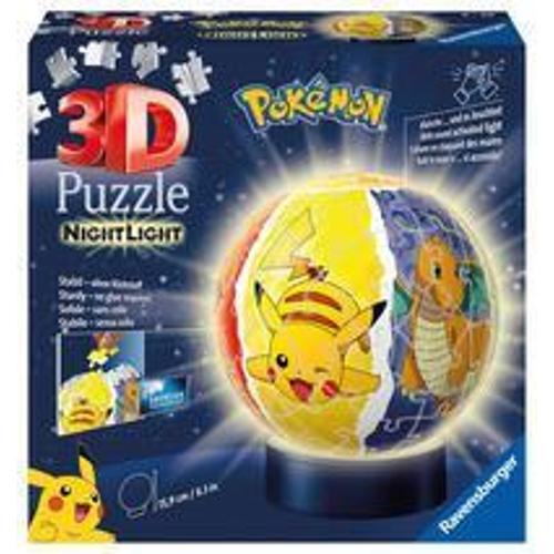 Ravensburger 3D Puzzle 11547 - Nachtlicht Puzzle-Ball Pokémon - 72 Teile - für Pokémon Fans ab 6 Jahren, LED Nachttischl