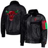 Men's Starter x Ty Mopkins Black Chicago Bulls History Month Satin Full-Zip Jacket