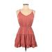 Shein Casual Dress - Mini V Neck Sleeveless: Orange Print Dresses - Women's Size Small