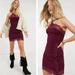 Free People Dresses | Free People Premonitions Bodycon Lace Mini Dress Vetiver Bloom Burgundy Xs | Color: Red | Size: Xs