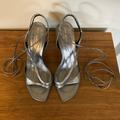 Kate Spade Shoes | Kate Spade Ignite 3.25” Hight Heel In Hematite. Wrap Around Ankle Laces. | Color: Silver | Size: 8