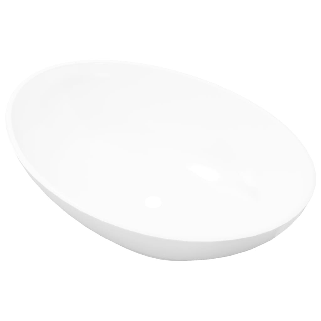 vidaXL Luxus Keramik Waschbecken Oval Weiß 40 x 33 cm Image