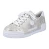 Sneaker RIEKER, Damen, Gr. 37, grau (metallic, grau), Lederimitat, used, sportlich, Schuhe, Freizeitschuh, Halbschuh, Schnürschuh mit Plateausohle