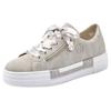 Plateausneaker RIEKER, Damen, Gr. 36, grau (hellgrau), Nubuklederimitat, sportlich, Schuhe Damenschuh Plateausneaker Skaterschuh Sneaker, mit Zier-Reißverschluss, Freizeitschuh, Halbschuh, Schnürschuh, Topseller