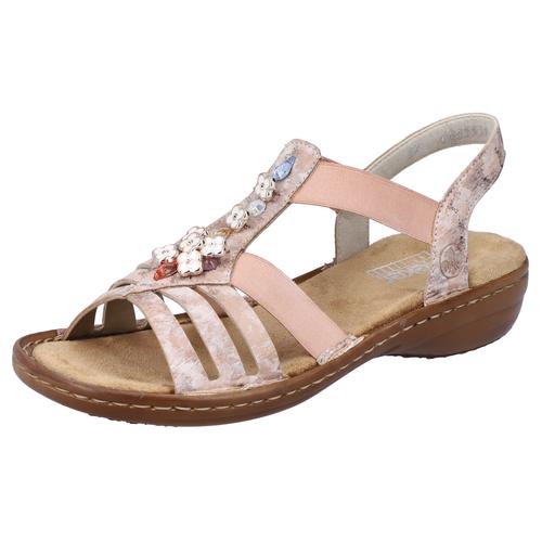 Riemchensandale RIEKER Gr. 36, rosa (altrosa) Damen Schuhe Sommerschuh, Sandalette, Keilabsatz, mit Schmuckelement