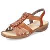 Riemchensandale RIEKER, Damen, Gr. 38, braun (cognac), Lederimitat, unifarben, Flechtoptik, sportlich, Schuhe, Sommerschuh, Sandalette, Keilabsatz, mit Stretchbänder