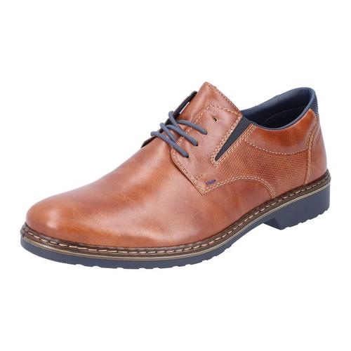 Schnürschuh RIEKER Gr. 42, braun (cognac) Herren Schuhe mit Stretcheinsatz, Freizeitschuh, Halbschuh, Schnürschuh