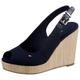 Keilsandalette TOMMY HILFIGER "ICONIC ELENA SLING BACK WEDGE" Gr. 39, blau (dunkelblau) Damen Schuhe Slingbacksandale Sandalette Slingback-Sandaletten