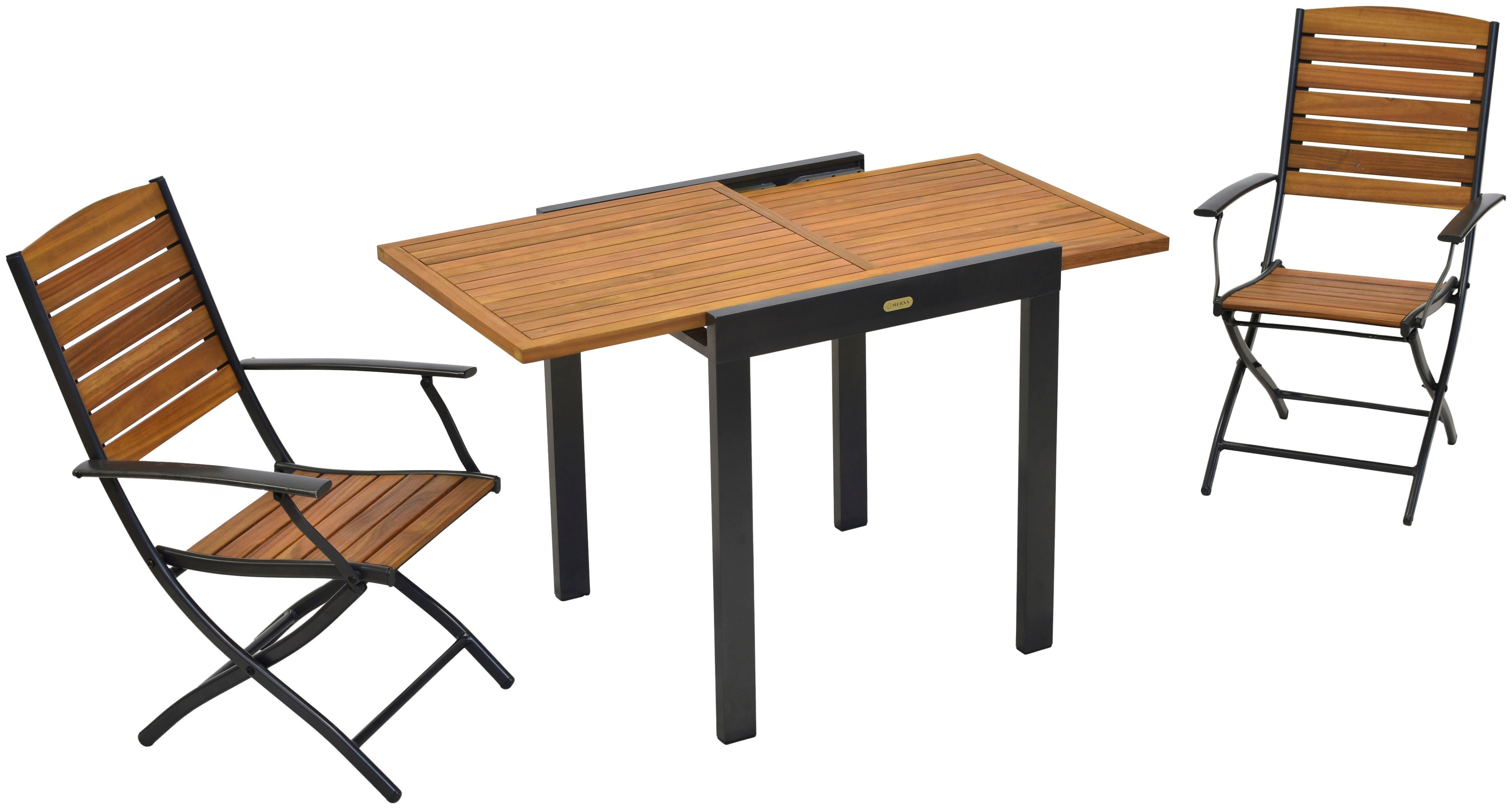 Balkonset MERXX "Santorin", grau (graphit, natur,), Aluminium, Massivholz, Sitzmöbel-Sets, Balkonset