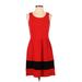 Kensie Casual Dress - Mini Scoop Neck Sleeveless: Red Solid Dresses - Women's Size Small