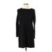 Ann Taylor LOFT Outlet Casual Dress - Shift: Black Solid Dresses - Women's Size 4 Petite