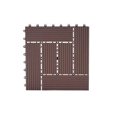 Mendler WPC Bodenfliese Rhone, Holzoptik Balkon/Terrasse, 11x je 30x30cm = 1qm ~ Premium, coffee versetzt