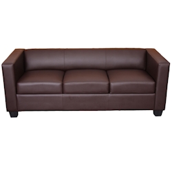Mendler 3er Sofa Couch Loungesofa Lille ~ Kunstleder, coffee