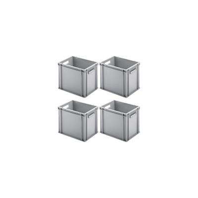 PROREGAL 4x Eurobehälter mit offenem Griff | HxBxT 32x30x40cm | 29 Liter | Grau | Eurobox, Transportbox, Transportbehälter, Stapelbehälter Image