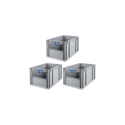 PROREGAL 3x Eurobox NextGen Insight Cover | HxBxT 32x40x60 | 65 Liter | Hoch/Blau | Eurobehälter, Transportbox, Transportbehälter Image