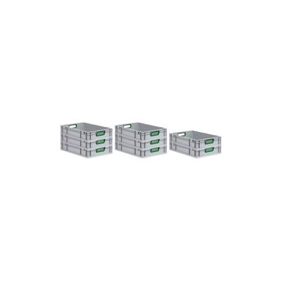 PROREGAL 8x Eurobox NextGen Color | HxBxT 12x40x60cm | 23 Liter | Griffe grün offen | Glatter Boden | Eurobehälter Image