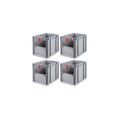 PROREGAL 4x Eurobox NextGen Insight Cover | HxBxT 32x30x40 | 30 Liter | Hoch/Rot | Eurobehälter, Transportbox, Transportbehälter Image