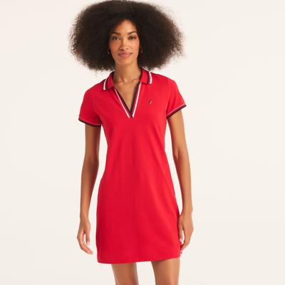 Nautica Women's Deck Polo Dress Tomales Red, S
