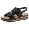 Keilsandalette RIEKER, Damen, Gr. 40, schwarz, Lederimitat, modisch, Schuhe, Sommerschuh, Sandale, Keilabsatz, mit modischer Schmuckspange