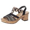 Sandalette RIEKER, Damen, Gr. 39, schwarz (schwarz, beige), Nubuklederimitat, elegant, Schuhe, Sommerschuh, Sandale, Plateauabsatz, in elegantem Look, Topseller