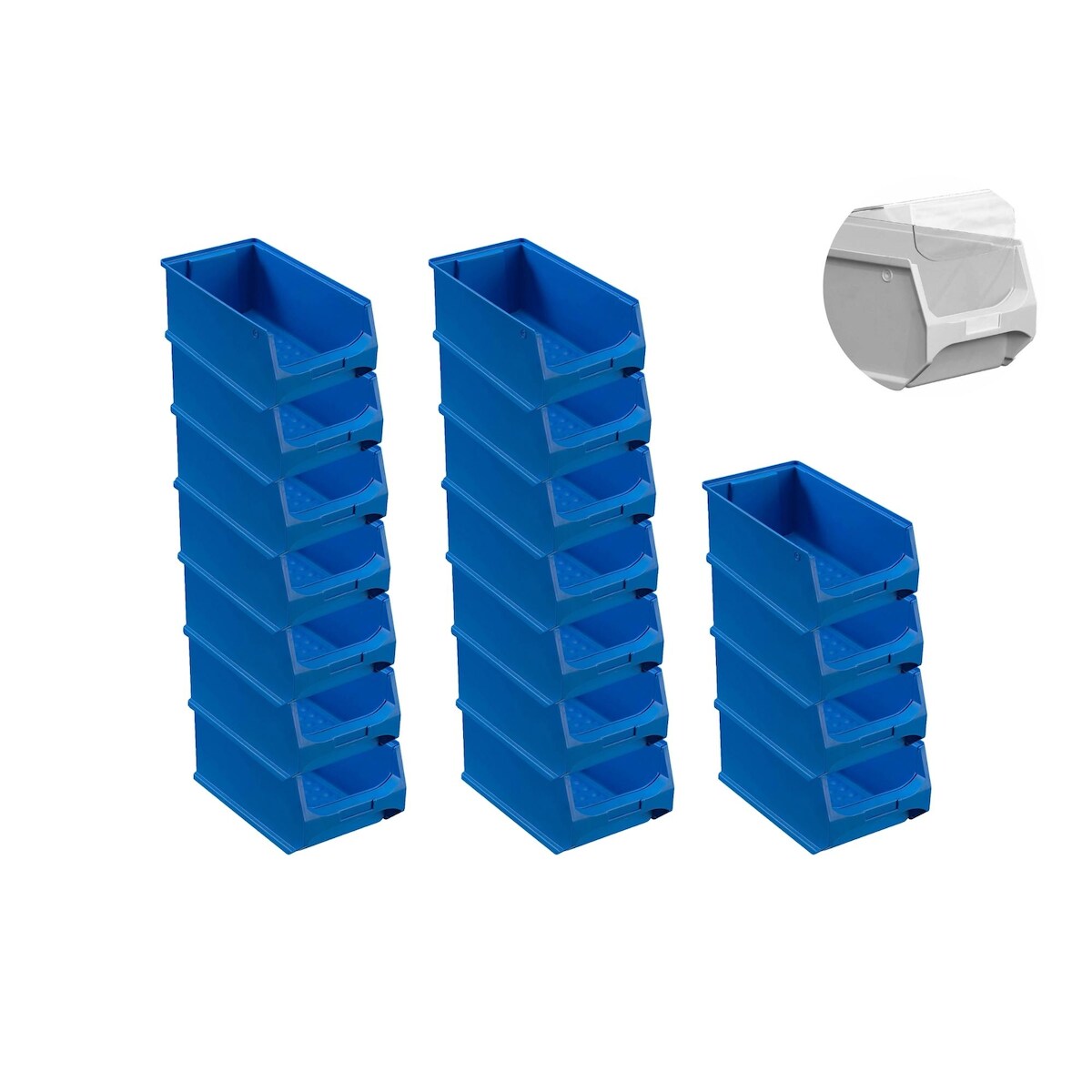 PROREGAL 18x Blaue Sichtlagerbox 4.0 mit Abdeckung | HxBxT 15x20x35cm | 7,2 Liter | Sichtlagerbehälter, Sichtlagerkasten Image