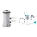 Intex 28604 Krystal Clear Cartridge Filter Pump - Pool Kartuschenfilteranlage - 1,7m3/h, Grau, 600 M3/HR & Oberflächenskimmer - Deluxe Oberflächenskimmer zur Wandmontage - Hängeskimmer, Grau