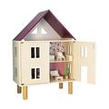 Janod - Twist Wooden Dollhouse - 11 Wood Accessories - Doll Furniture - Magnetic Doors - FSC Wooden Toy - 3 Years +, J06617