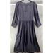 Madewell Dresses | Madewell Dress Womens Sz 2 Midi Long Sleeve Navy Stars Long Sleeve Pleated Waist | Color: Blue | Size: 2