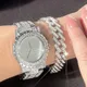 Montres glacées de luxe pour femmes ensemble de bracelets or argent biscuits complet cubain