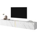 Selsey - Bisira TV-Schrank Weiß in Marmor-Optik mit goldfarbenem Einsatz, 200 cm