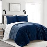 Lush Decor Farmhouse Color Block Ultra Soft Faux Fur All Season Kids Comforter Set