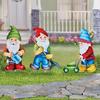 Gardening Gnomes Decorative Outdoor Metal Lawn Stakes - 17.250 x 13.500 x 1.750
