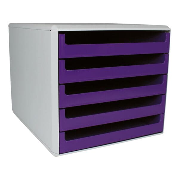 M und M Schubladenbox mit lichtgrauer Hülle lila, 28.4x26x35.9 cm Image