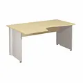 Bureau compact retour à gauche Activity - L.160 x P.120 cm - Plateau Hêtre - Pieds pleins Blanc