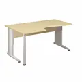 Bureau compact retour à gauche Activity - L.160 x P.120 cm - Plateau Hêtre - Pieds L Aluminium