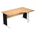 Bureau d'angle compact retour à droite Pronto Bois - L.160 x P.100 cm - Plateau Hêtre - Pieds L Noir