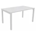 Bureau droit Burocolor avec obturateurs - L.140 x P.80 cm - Plateau Blanc - Pieds Blanc