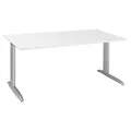 Bureau droit Actual à hauteur ajustable au montage- L. 120 x P. 80 cm - Plateau Blanc - Pieds métal en L Aluminium