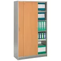 Armoire à portes coulissantes Officio - Bois - H. 185 x L. 104 cm - Corps Aluminium - Porte Hêtre