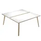 Bureau droit partagé 2 postes Halden - L.160 x P.166 cm - Plateau Blanc - Pieds bois Chêne