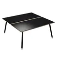 Bureau droit partagé 2 postes Halden - L.120 x P.166 cm - Plateau Noir - Pieds métal Noir