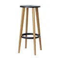 Lot de 2 - Paperflow Tabouret WOODY en ABS injecté - Piètement hêtre massif - Assise Noir