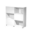 Bibliothèque Svenja 6 cases avec 3 portes coulissantes - L. 120 x H. 116,2 cm - Blanc