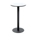 Paperflow Table haute de restauration ronde Mezzo plateau stratifié Blanc D.60 cm ht 100 cm - Pied central en acier Noir