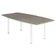 Table tonneau Actual L. 200 x 100 cm - Plateau Chêne grisé - 4 pieds métal ronds blancs